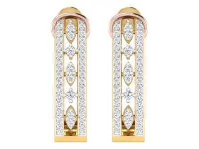 Solitaire Women Drop Earring 3dm STL OBJ FBX Render Details 3D print model shop