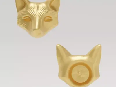 Fox Head Earrings - 3D print ready 3D print model  3D print model