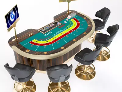 Baccarat Table 3D Model for Casino and Luxury Interior Design Low-poly 3D model