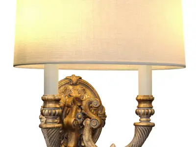 Bronze antique Double Sconce in Classic Style Wall lamp Light 3D model
