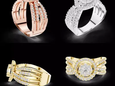 Luxury Diamond Halo Wide Band Ring CAD Design for Jewellery 3D print model