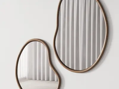 344 sculptural organic Dim Mindi wood Mirrors by tikamoon 3D model