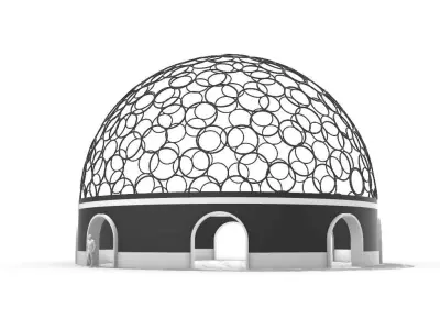Geodesic Dome Circle Pattern Pavilion Architectural Structure  3D model
