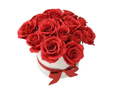 Red Rose Bouquet Box with a Bow Strip Low-poly 3D model