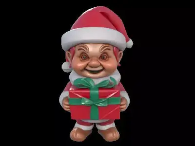 Mischievous Chucky Inspired Santa with Gift 3D print model