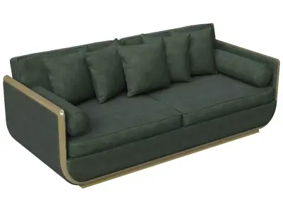 Modern Green Velvet Sofa 3D Model 3D model
