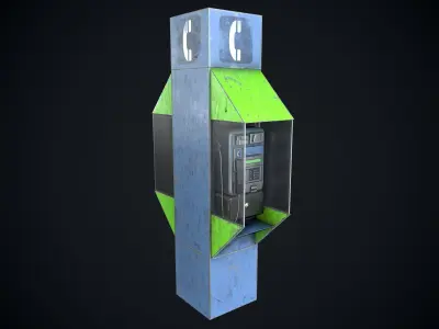 Payphone Dirty different colors Low-poly 3D model