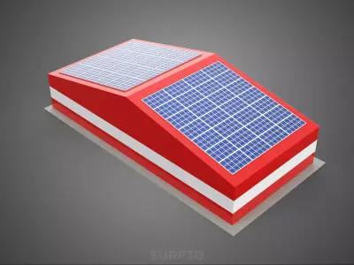 SOLAR ROOFTOP TRUCK FIRE ENGINE GARAGE STATION HOUSE OFFICE GATE 3D model