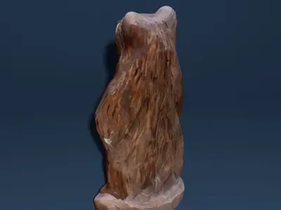 Wooden Bear Carving Photoscan Low-poly 3D model