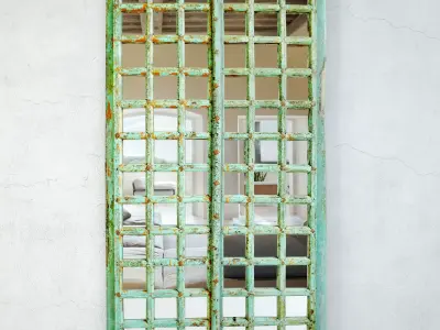 Old Turquoise Raja Door Mirror 3D model