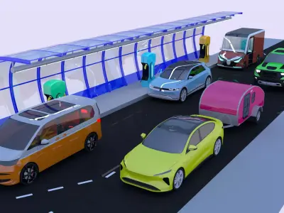 EV charging station VII 3D model