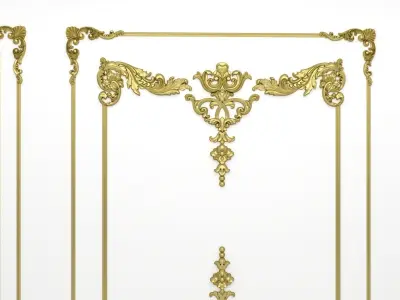 Plaster decorative frame 3D model 01 3D model