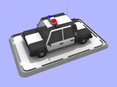 Cartoon Low Poly Police Car Low-poly 3D model