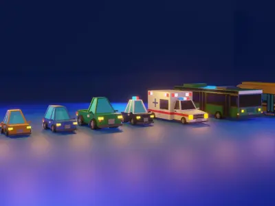 Low Poly Car Pack Low-poly 3D model