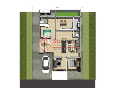 House 12x16m code 648 - Sketchup 3D model 3D model 3D model