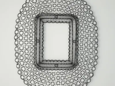 Gilt Wood Moorish Peacock Mirror 3D model