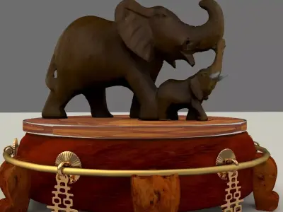 Chinese display stand with elephant  3D model