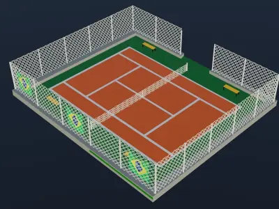 Tennis Court - Brazil Low-poly 3D model