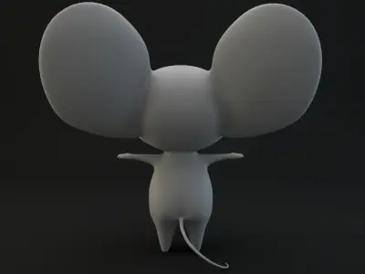 Cartoon Mouse Gray Low-poly 3D model