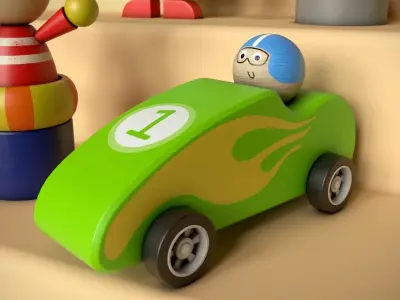 Wooden Toys Package Low-poly 3D model