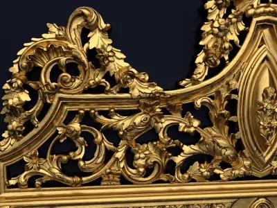 Classic Carved Bed 3D model 07 3D model