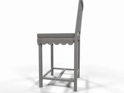 White wooden chair 3D model