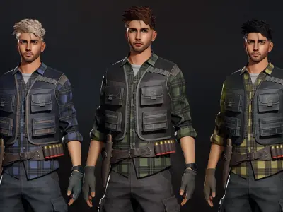 Lumberjack Hunter - Male and Female Characters Game Ready Low-poly 3D model