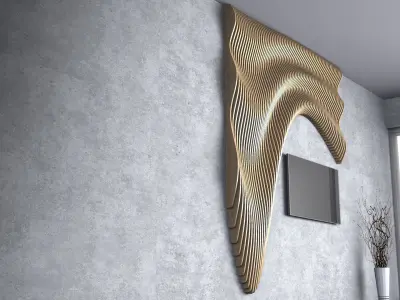 Parametric Wavy Wooden Wall Decor - 31 - CNC files for cutting 3D model