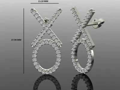 Women Diamond Earrings 3D print model