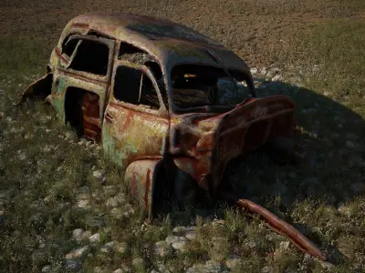 48 OLD ABANDONED CARS 3D model