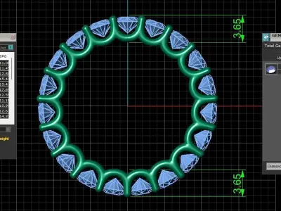 U Shaped Eternity Ring 3 point 5 mm stone size swiss 14 and EU54 3D print model