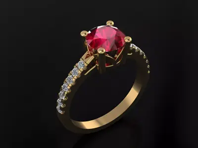 Engagement Ring with Round Diamond 3D print model