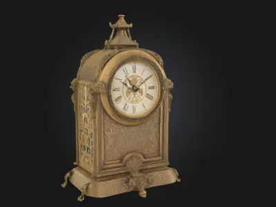 Gilded Elegance Clock  A Timeless Touch of Opulence 3D model