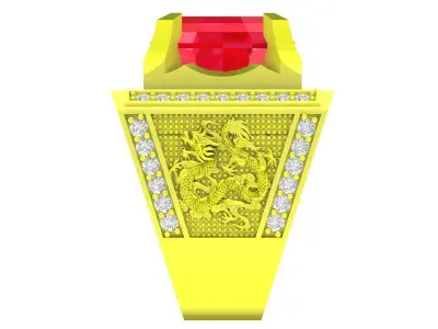 Luxury Large Gemstone Signet Ring 3D Model 4273 3D print model