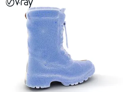 Winter Boot Model Pack with Fur Lining Low-poly 3D model
