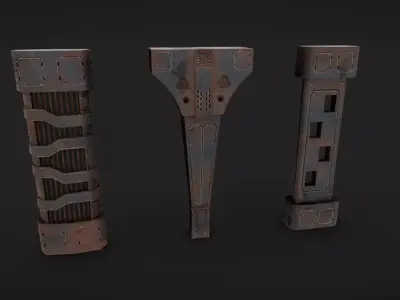 SciFi Columns Low-poly 3D model