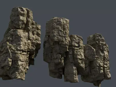 Large Jungle Cliffs Modular Low-poly 3D model