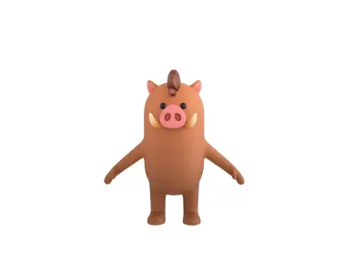 Rigged Boar Character 3D model