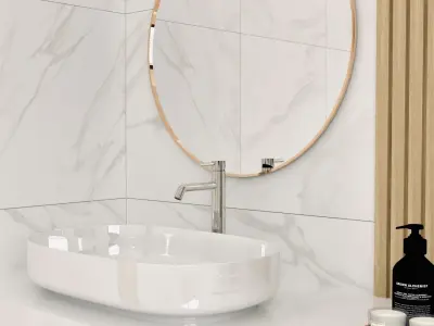 bathroom modern with walls and wooden accents 3D model