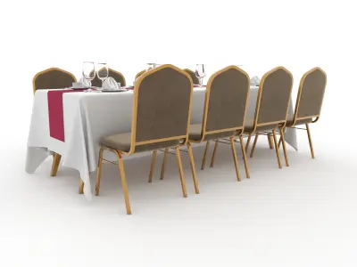 Banquet Table and Chair 74 3D model