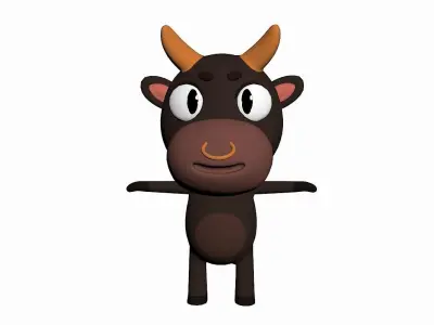 Cartoon Bull Character Low-poly 3D model