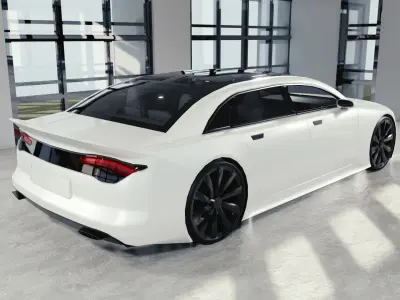 BLENDER EEVEE Brandless Mid Size 4 door sedan Low-poly 3D model