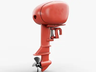 Vintage Boat Engine Low-poly 3D model