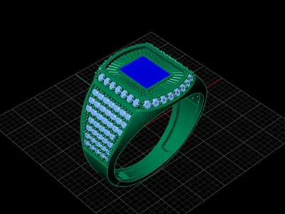 Print Ready STL 3DM  Gents Rings Diamond Men Ring  3D print model 19