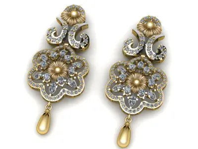 Luxury Wedding Diamond Necklace And Earrings 3d Printable Model 3D print model