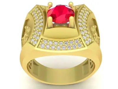 Luxury Medusa Diamond Ring for Men 445 3D print model