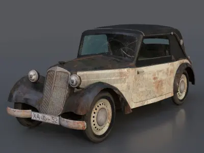 Old Rusty German Car DKW-F8 Low-poly 3D model