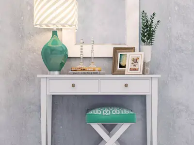 MODERN VANITY Dressing Table with Decorative Set 3D model