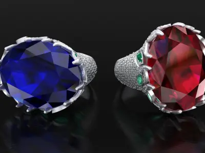 Rings  with plants 3D print model