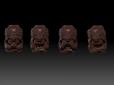 Set Chibi Chinese Buddha 3D print model
